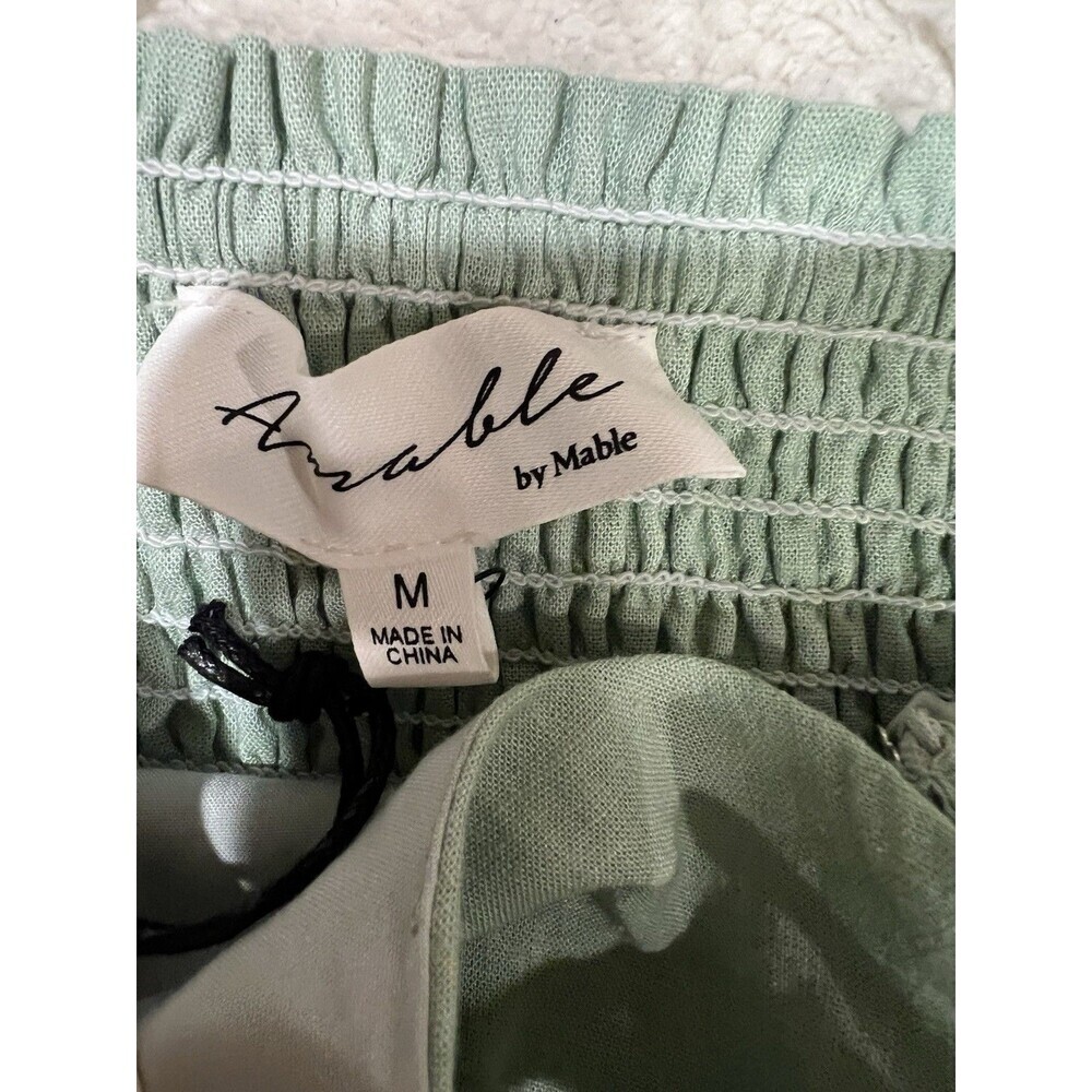 NWT Amable By Mable Anthropologie Green Ribbon Shoulders Mini Dress Size Medium - Picture 7 of 7